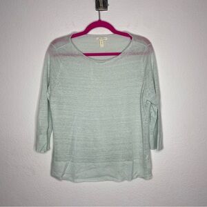 Eileen Fisher Organic Linen Mint Color 3/4th Sleeve Top Size M
